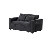 Aksamitna rozkładana sofa z uchwytem na kubek i portem USB – różowa / kremowo-biała / czarna / szara, 2-3 miejsca siedzące
