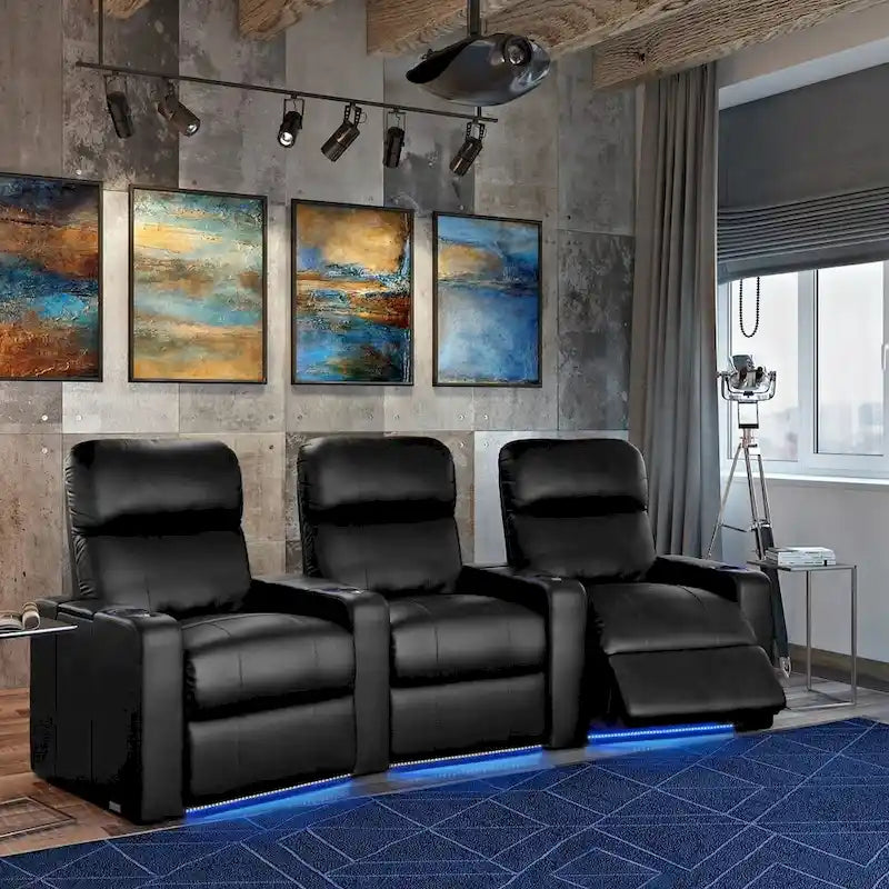 Fotel kinowy z funkcją Black Power Recliner, rząd 3 foteli