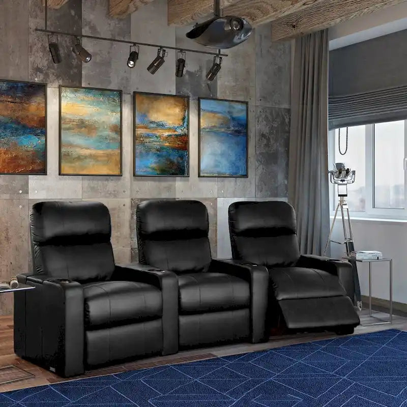 Fotel kinowy z funkcją Black Power Recliner, rząd 3 foteli