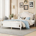 Tapicerowany zagłówek White/Cherry, łóżko podwójne typu Queen, 2 osoby