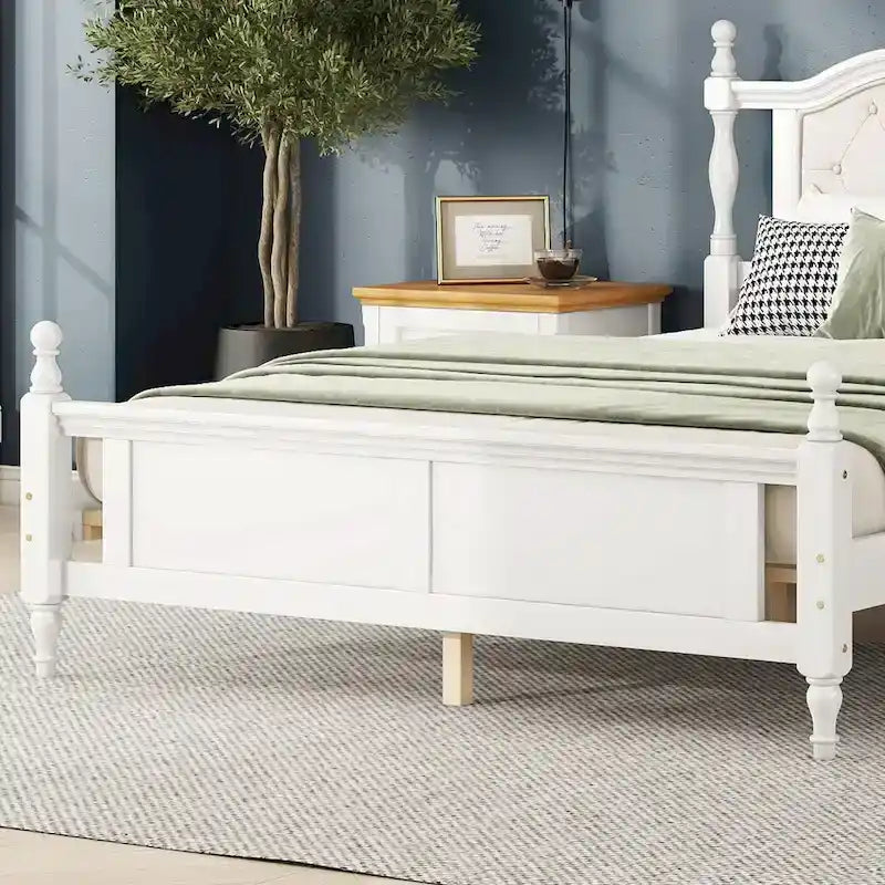 Tapicerowany zagłówek White/Cherry, łóżko podwójne typu Queen, 2 osoby