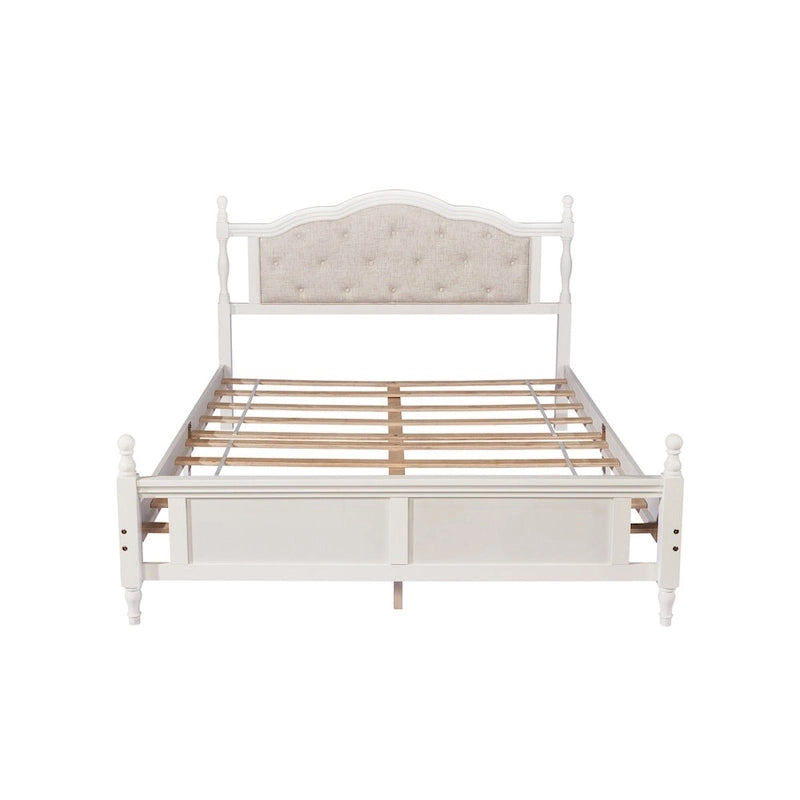 Tapicerowany zagłówek White/Cherry, łóżko podwójne typu Queen, 2 osoby